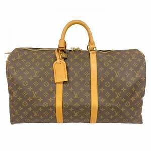LOUIS VUITTON Authentic Brown Monogram Keepall 55 Boston Bag
